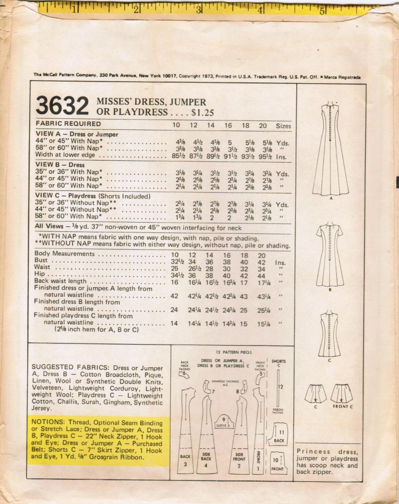 1970s Mccall's 3632 UNCUT Vintage Sewing Pattern - Etsy