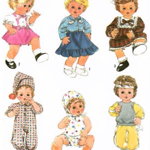 1980s Simplicity 8376 UNCUT Vintage Craft Pattern Doll Clothes Baby Doll Wardrobe, Toddler Doll Clothes, Size Medium (15–16-inches)