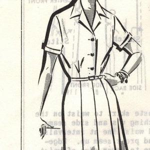 1950s Mail Order 8454 UNBENUTZT Vintage Schnittmuster Frauen Shirtwaist Kleid Größe 36 Büste 36