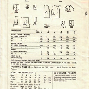 1950s Butterick 5775 UNCUT Vintage Sewing Pattern Boys Sports Shirt, Shorts, Boxer Shorts Size 2, Size 4, Size 12 image 6