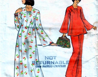 1970s Vogue 8891 UNCUT Vintage Sewing Pattern Maternity Evening Dress, Tunic Top, Pants Misses Size 16 Bust 38