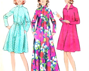 1970s Short or Long Tent Robe Sewing Pattern: Simplicity 5314 Misses Size Medium (12-14)