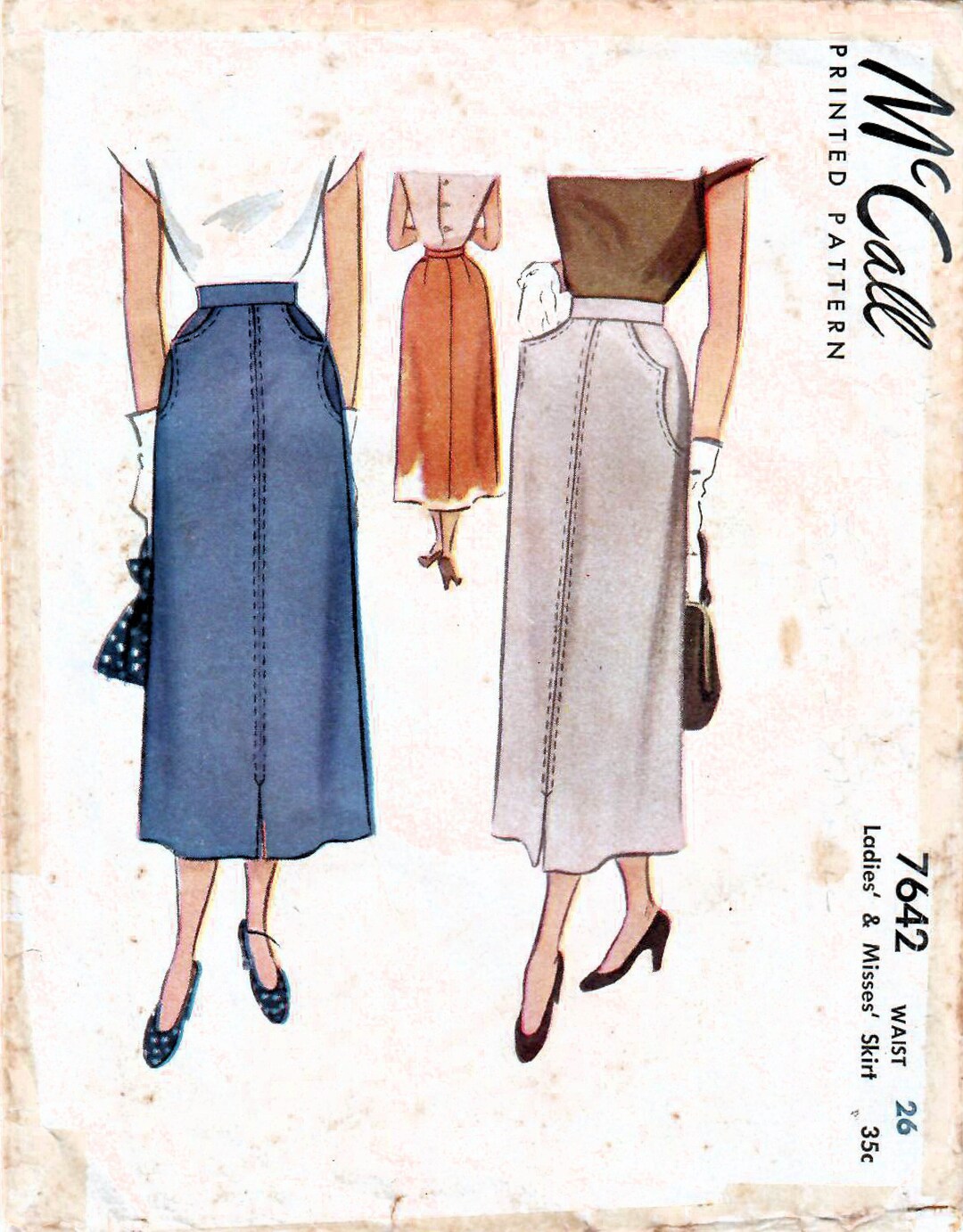 1940's McCall Straight Skirt Pattern - Waist 24