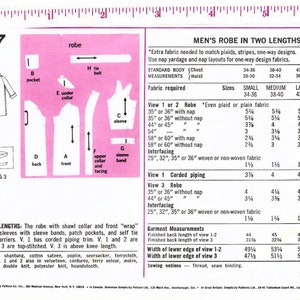 1970s Simplicity 9637 Vintage Sewing Pattern Men's Robe, Short Robe, Beach Coverup Size Medium, Size Large image 4