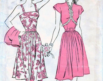 1940s Advance 4587 UNUSED Vintage Sewing Pattern Junior Sundress, Bolero Size 15 Bust 33
