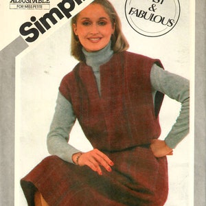 May include: Simplicity sewing pattern number 5194 for a sleeveless dress with a turtleneck. The pattern is for sizes 6, 8, and 10 and is adjustable for petite figures. The pattern is labeled "Fast & Fabulous".