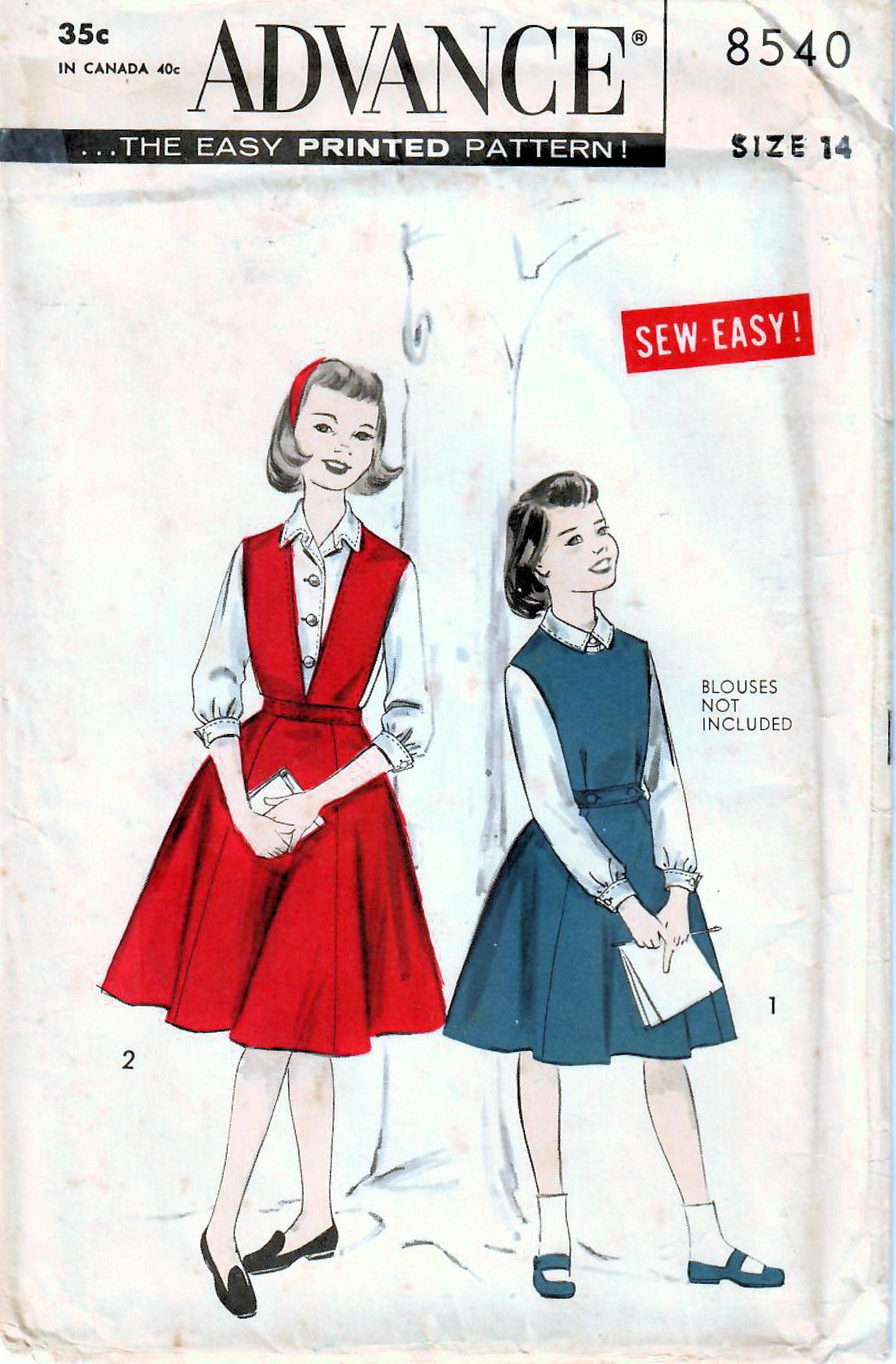 Vintage Advance Pattern 8660, Girls Jumper, Dress Sewing Pattern, Size 6  (c.1950s)