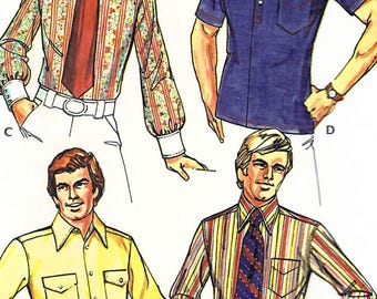 Cartamodello per camicie casual, eleganti e sportive anni '70: McCall's 3439 Uomo, taglie multiple