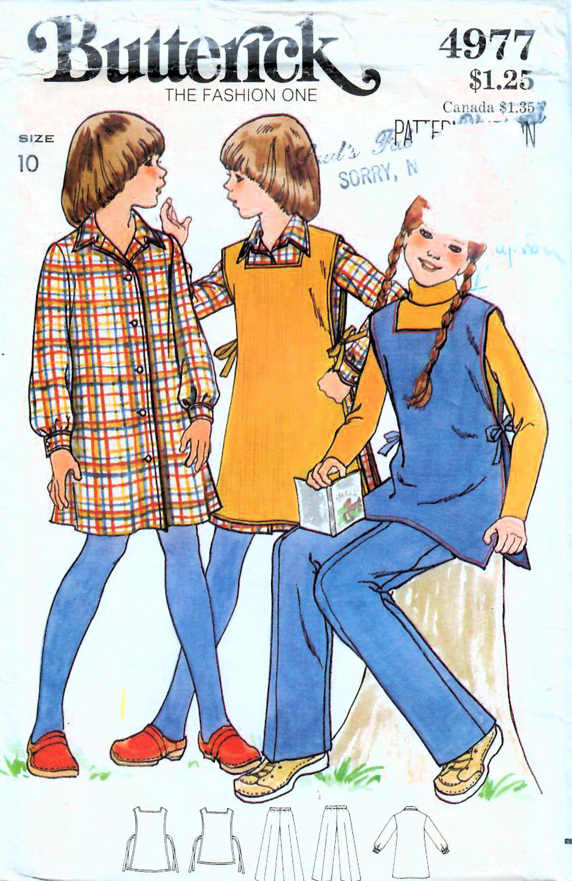 1970s Butterick 4977 UNCUT Vintage Sewing Pattern Pants, Shirtwaist ...