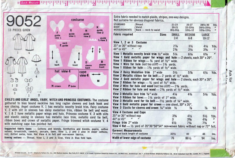 1970s Simplicity 9052 Vintage Sewing Pattern Girl's | Etsy