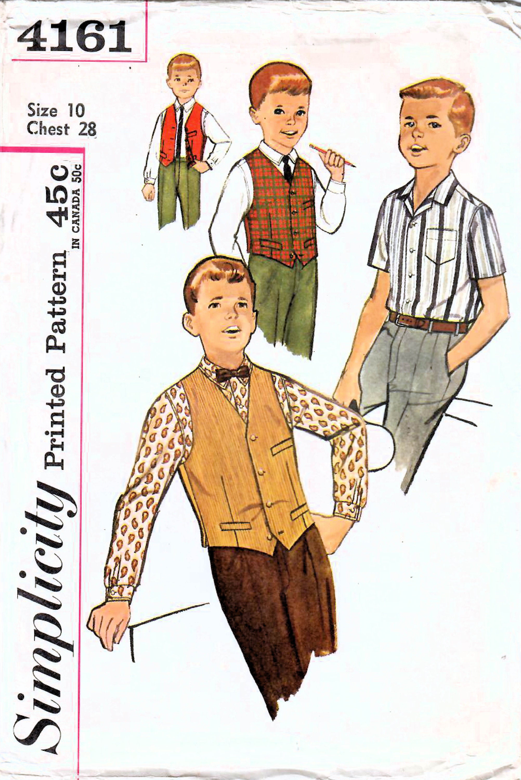 1960s Simplicity 4161 Vintage Sewing Pattern Boys Shirt