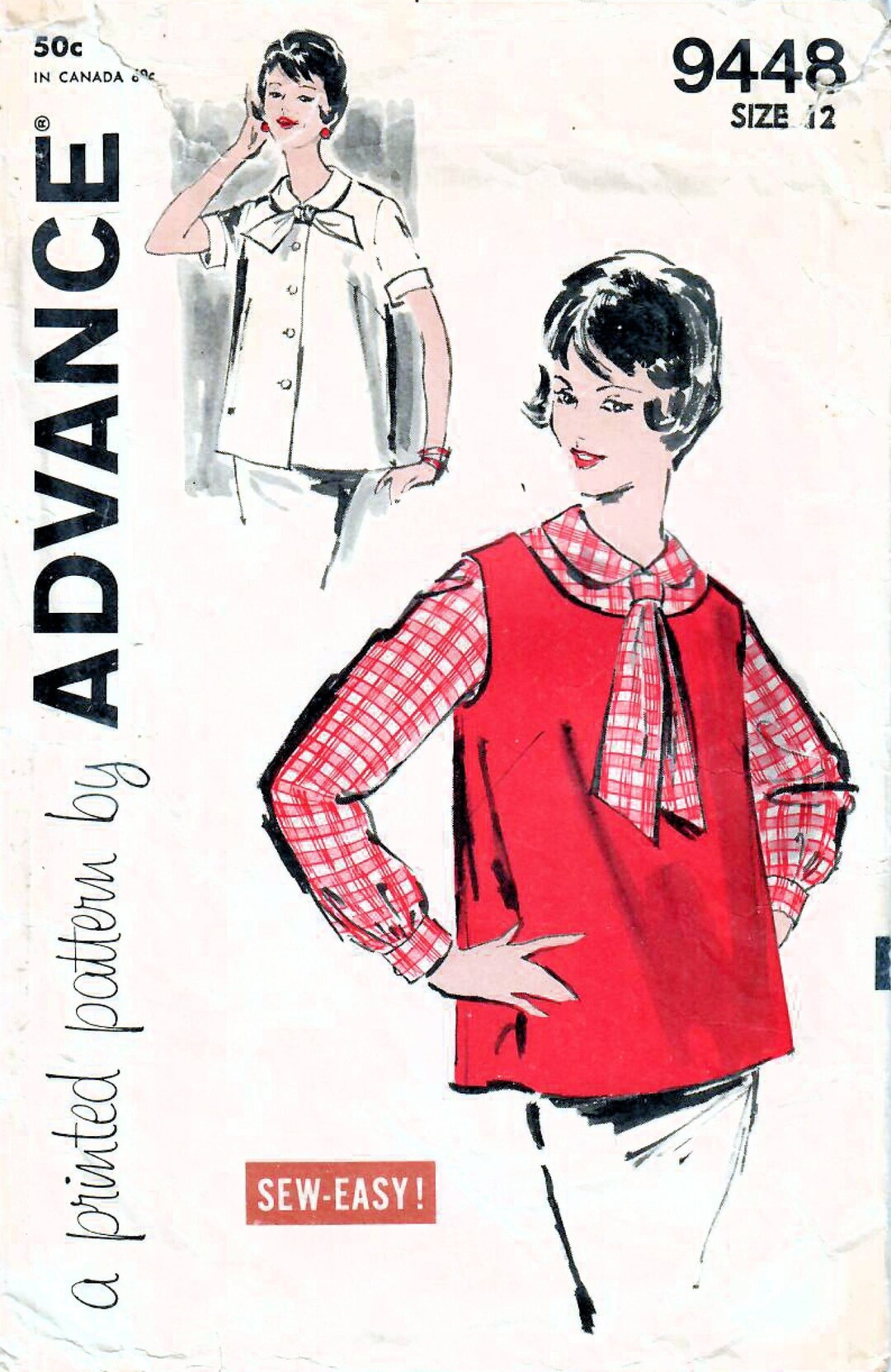 1960s Advance 9448 Vintage Sewing Pattern Maternity Top, Maternity