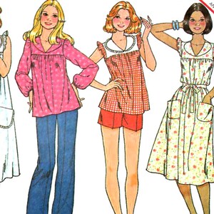 1970s McCall&#39;s 5928 Vintage Sewing Pattern Yoked Top, Yoked Dress Size 12 Bust 34