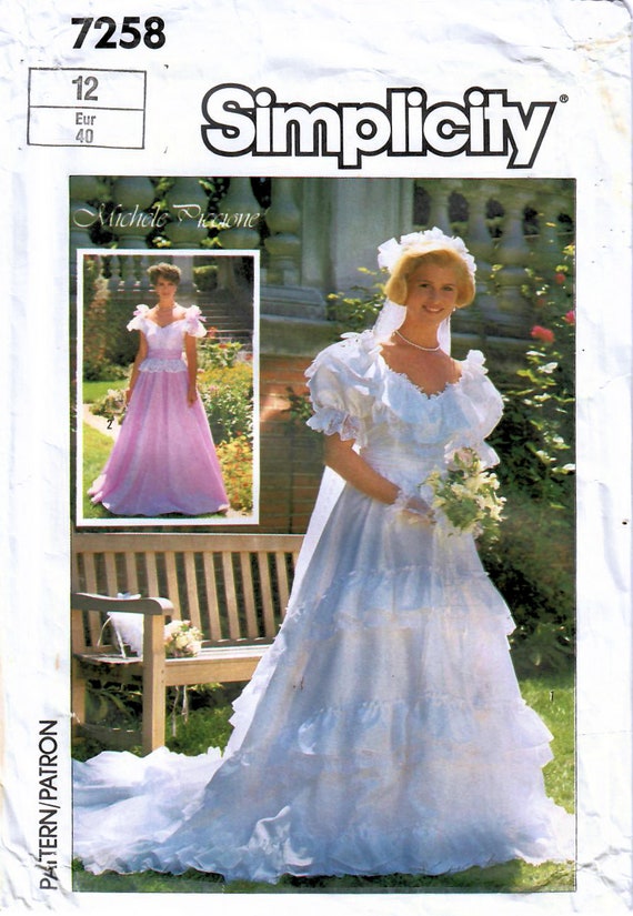 white christmas dresses Vintage 80s Wedding Dress Satin Puffy Sleeve