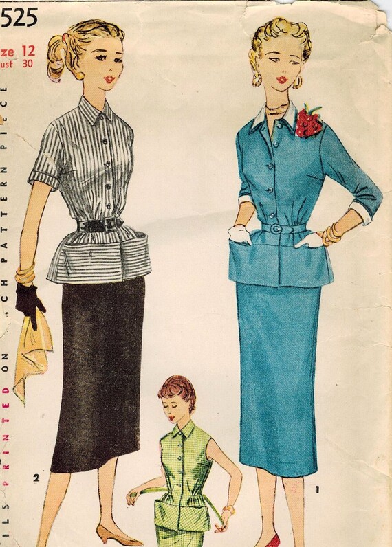 1950s Simplicity 4525 Vintage Sewing Pattern Misses Top Slim | Etsy