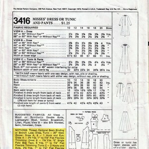 1970s Mccall's 3416 Vintage Sewing Pattern Misses A-line - Etsy