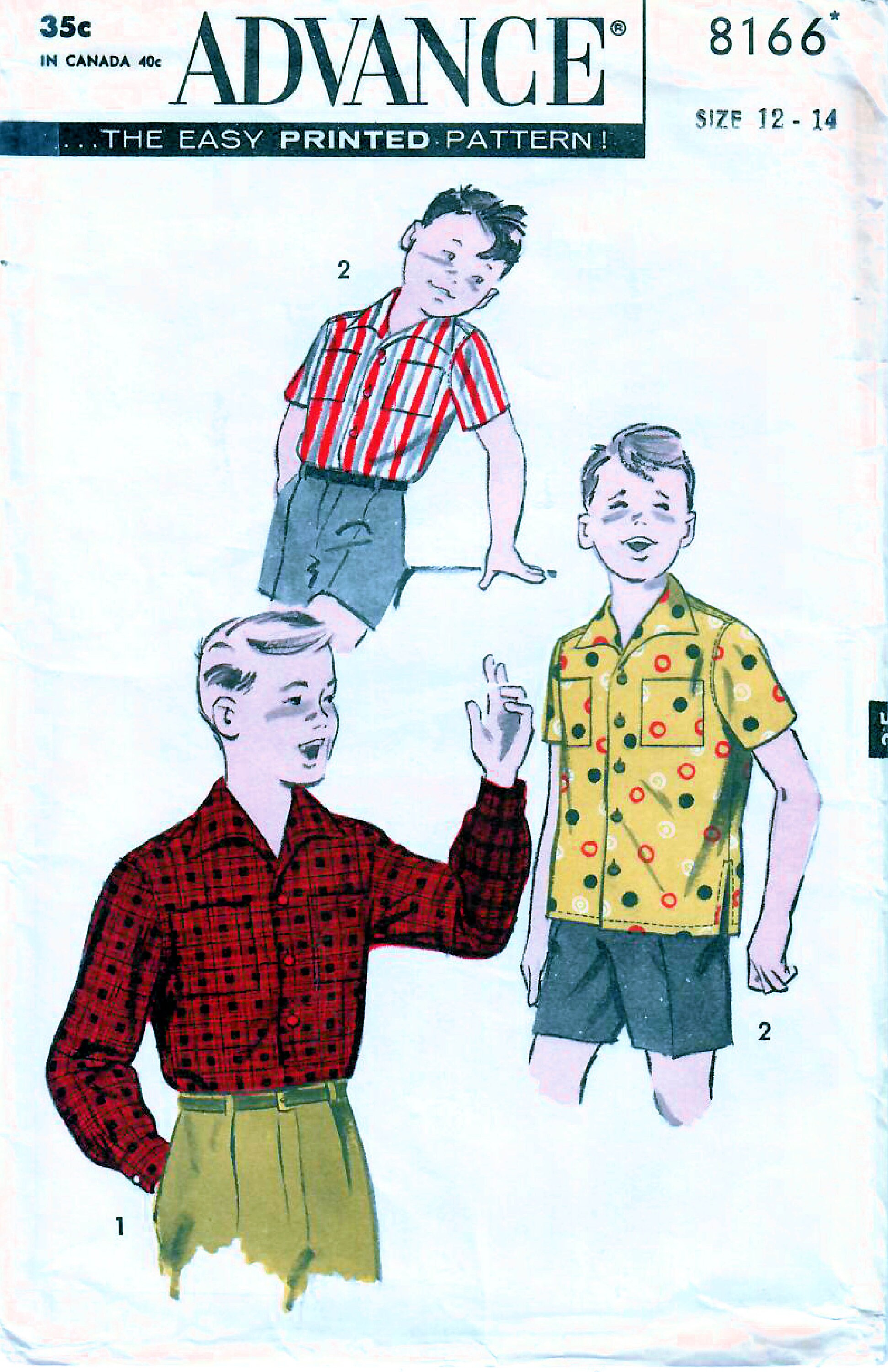 ダイヤのA 1950s Advance 8166 Vintage Sewing Pattern Boys Casual Shirt