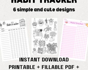 Simple Habit Tracker Digital and Printable, Simple habit tracker,habit tracker printable adhd,adhd habit tracker,coloring habit tracker