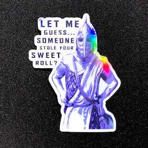 Stolen Sweet Roll Whiterun Guard Sticker (purple) | Gamer Gifts | Video Games | RPG | Elder Scrolls | Gaming