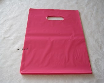 Pink Plastic Bags, Plastic Shopping Bag, Plastic Gift Bag, Retail Merchandise Store Bags, Plastic Bag, with Handles, Party Favor Bag, 12x15