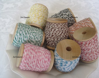Cotton String, Cotton Bakers Twine, Gift Wrapping, Gift Wrap, Bakery Box Twine, Spool of String, Wedding Decor, 50 YARDS on Wood Spool