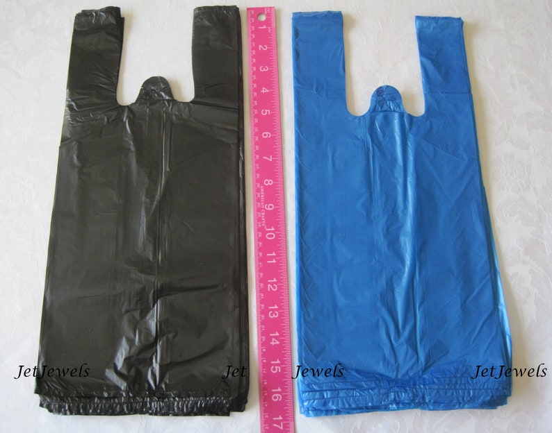 100 Plastic Bags, T Shirt Bags, Hot Pink Plastic Bags, Black Bags, Blue Bags, Purple Bags, TShirt Bags, Plastic Shopping Bags 7x16 image 6