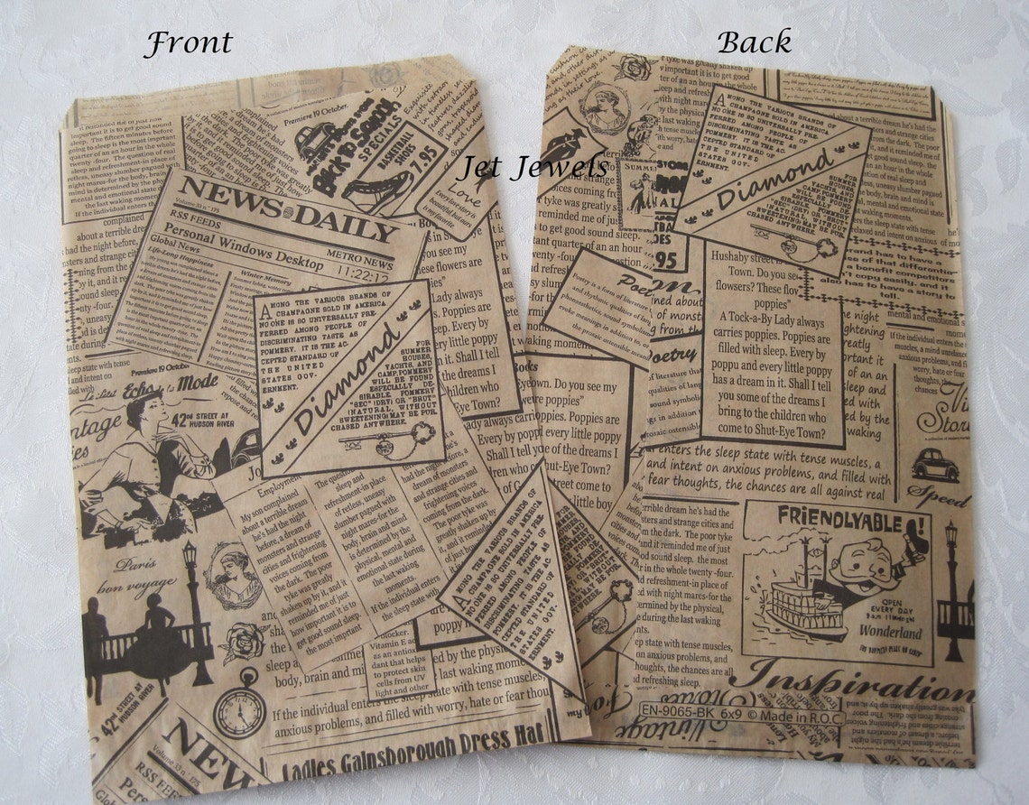 Brown Paper Bags Newspaper Newsprint Paper Gift Bags Retail Etsy