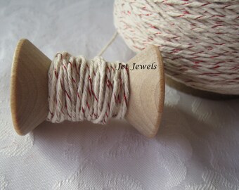 25 YARDS Red Cotton Twine, Red Metallic, Bakers Twine, Red String, Stocking Stuffer Filler, Rustic Christmas Gift Wrap, Gift Wrapping