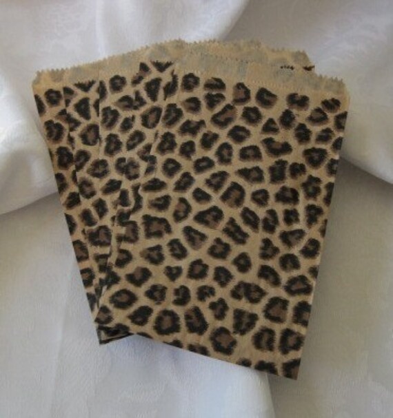 50 Paper Bags Brown Paper Bags Animal Cheetah Leopard Print | Etsy