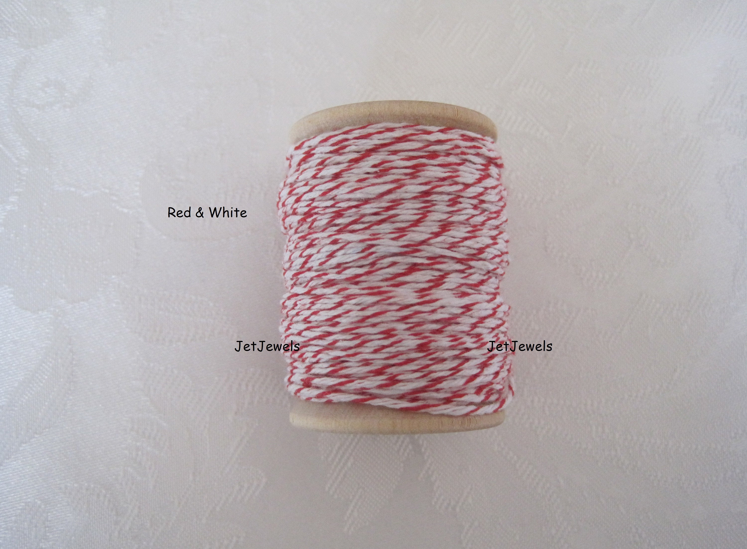 RED Cotton Twine, Red String, Bakers Twine, Box String, Gift Wrapping,  Rustic Gift Wrap, Spool of String, on Wood Spool 