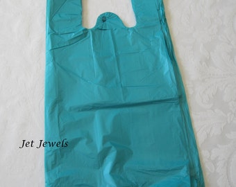 Plastic Shopping Bags, Shopping Bag, T Shirt Bag, Plastic Gift Bags, TShirt Bags, Retail Merchandise Store Bags, Teal Blue, Plastic Bag 7x16