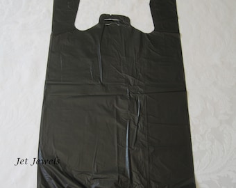 Black Plastic Bags, Shopping Bag, T Shirt Bags, TShirt Bag, Plastic Gift Bags, Boutique Retail Merchandise Store Bags, Grocery Bag 11x22