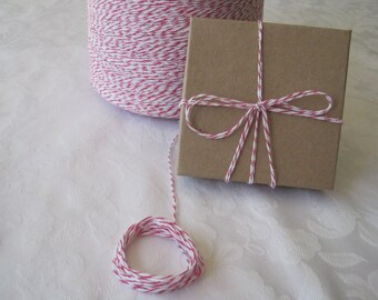 Cotton String, Pink Cotton Twine, Bakers Twine, Gift Wrapping, Rustic Gift Wrap, Bakery Box String, Spool of String, On Wood Spool, 50 YARDS
