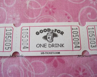 200 Drink Tickets, Good for One Drink, Free Drink Ticket, Wedding Reception, Host Bar, Cocktail Party, Wine Dinner Party, White Tickets 2x1