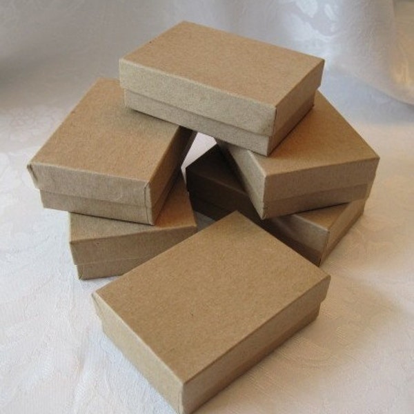 10 Kraft Jewelry Gift Boxes, Small Gift Box, Cotton Filled 3x2x1