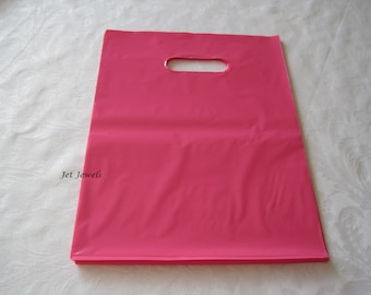 Plastic Shopping Bag, Pink Plastic Gift Bag, Boutique Retail Store Bags, 9x12 inches, 50 BAGS