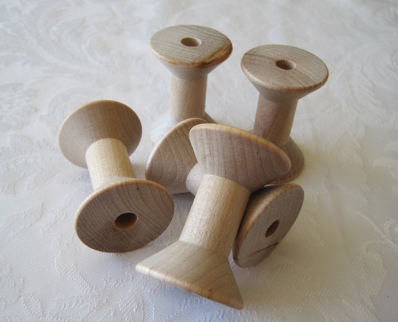 Wood Spools, Wooden Spool, Hourglass Spools, Thread Spools, Sewing Spool, Wood Crafts, Sewing Notions, Vintage Style, 2 inch, Wood Spool image 1