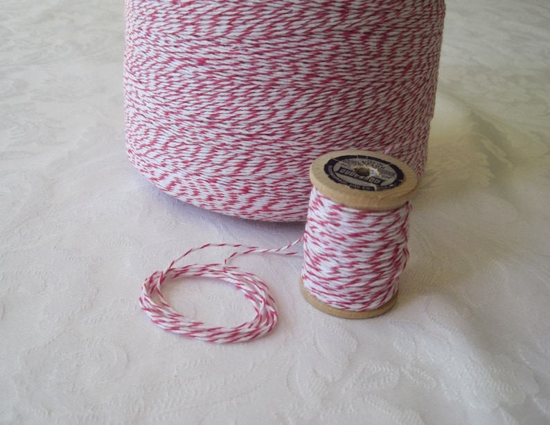 Gift Wrapping Colored String Pink String 50 YARDS Pink Cotton Twine Pink Baby Shower On Wood Spool Rustic Gift Wrap Bakers Twine