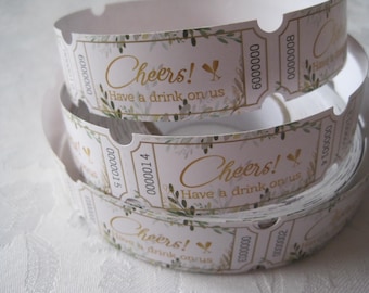 Drink Tickets, Drink Ticket, Wedding Party Reception, Host Bar, Cocktail Wine Party, Happy Hour, Cheers Have A Drink On Us, Drink Token