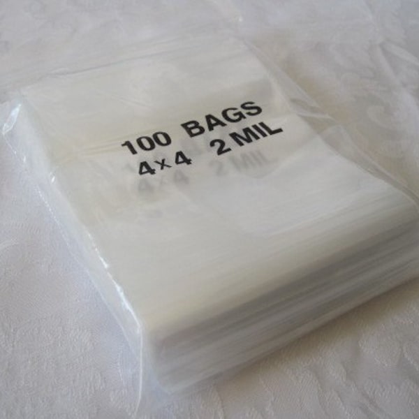 100 Clear Plastic Bags, Ziplock Bags, Jewelry Bags, Storage Bags, Small Parts Bag, Reclosable Bags, Resealable Bags, Zip Lock Baggies 4x4