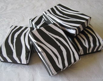 10 Jewelry Gift Boxes, Gift Box, Zebra Animal Print, Small Gift Box, Bracelet Necklace Box, Bridesmaid Wedding Box, with Cotton 3x2x1