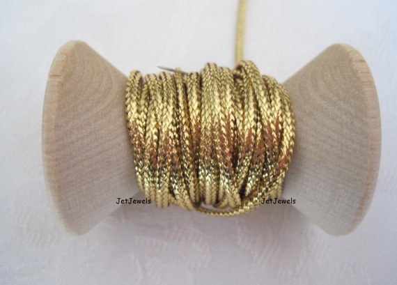 Gold Metallic Braided Woven Cord Christmas Crafts Gift Wrap Vintage // 5 10  25 Yards More Available 
