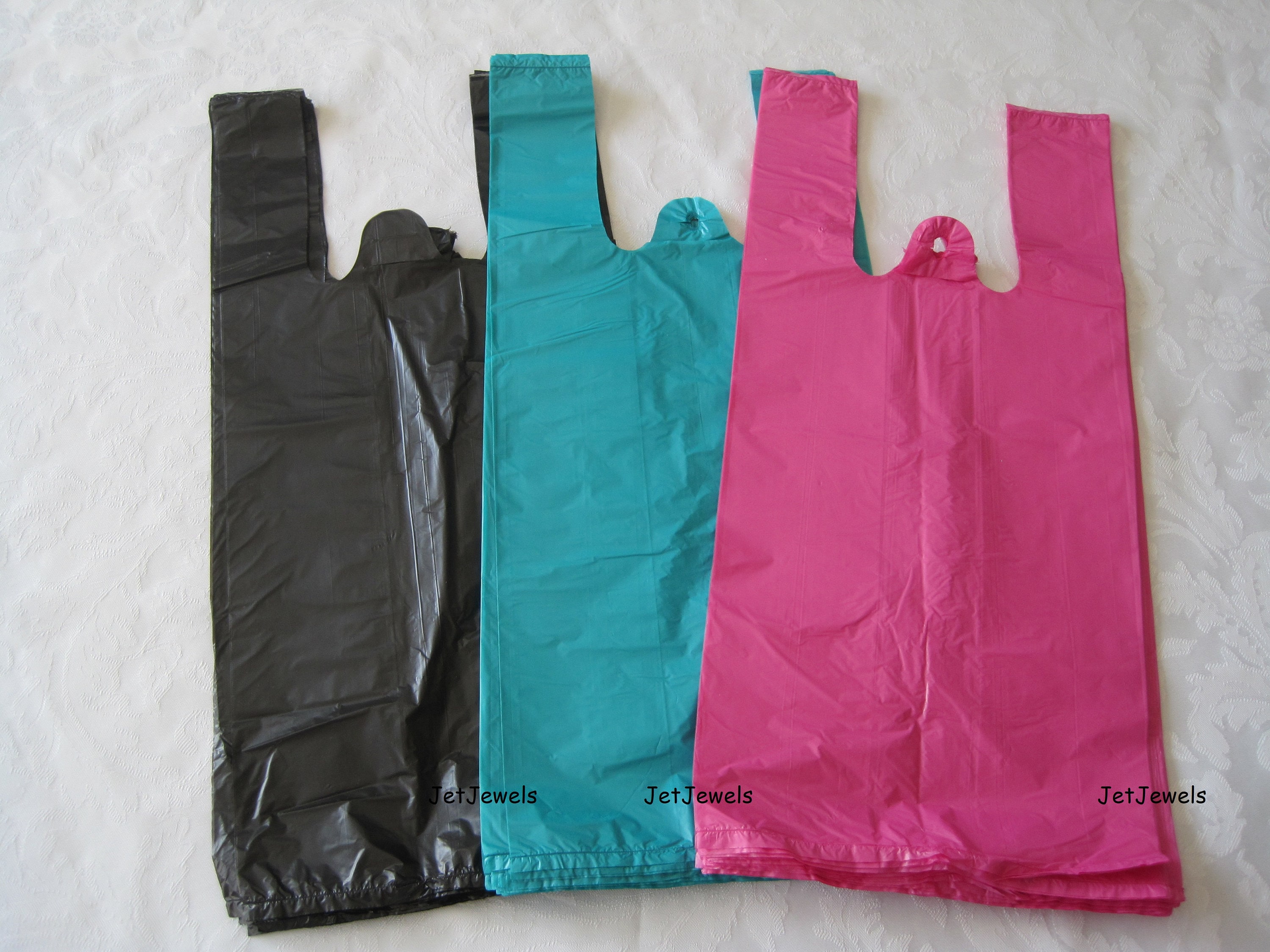 100 Clear LDPE Die Cut Handle Bags: Recyclable Retail Shopping Bags - View #4