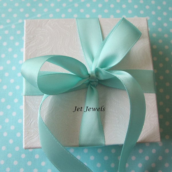 Ribbon, Aqua Blue Ribbon, Robin Egg Blue, Ribbon for Favor Boxes, Gift Wrap, Gift Wrapping, 5/8" Double Faced, Polyester Satin, 5/10 YARDS