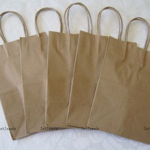 Kraft Paper Handle Bags, Paper Gift Bags, Paper Bag, Shopping Paper Bag, Wedding Shower Bridal Party Favor Bags, 5.25 x 3.25 x 8.375 inches