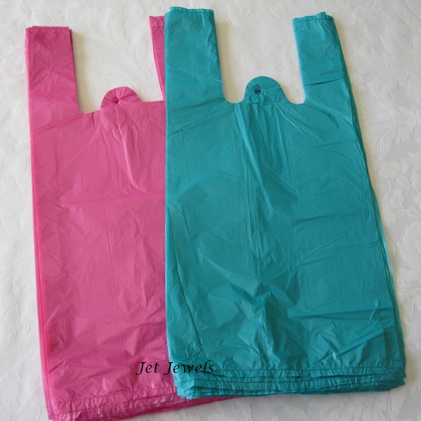 Plastic Shopping Gift Bags, Shopping Bag, T Shirt Bags, Pink Bags, Retail Boutique Bags, TShirt Bag, 7x16