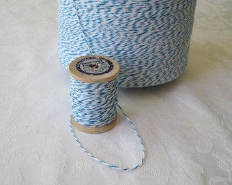 Cotton Twine, Blue Twine, Bakers Twine, Blue Colored String, Gift Wrap, Rustic Gift Wrapping, Box String, On Wood Spool, 50 YARDS