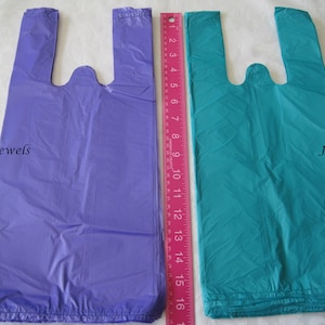 100 Plastic Bags, T Shirt Bags, Hot Pink Plastic Bags, Black Bags, Blue Bags, Purple Bags, TShirt Bags, Plastic Shopping Bags 7x16 image 5