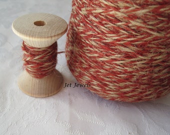 Jute Twine, Red Twine, Natural Jute, Natural Twine, Colored String, Rustic Gift Wrap, Gift Wrapping, Box Twine, 25 YARDS on Wood Spool