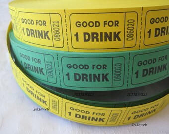 150 Drink Tickets, Good For One Drink, Wedding Reception, Free Drink Ticket, Host Bar, Cocktail Party, Drink Token, Free Alcohol, 2x1 in.